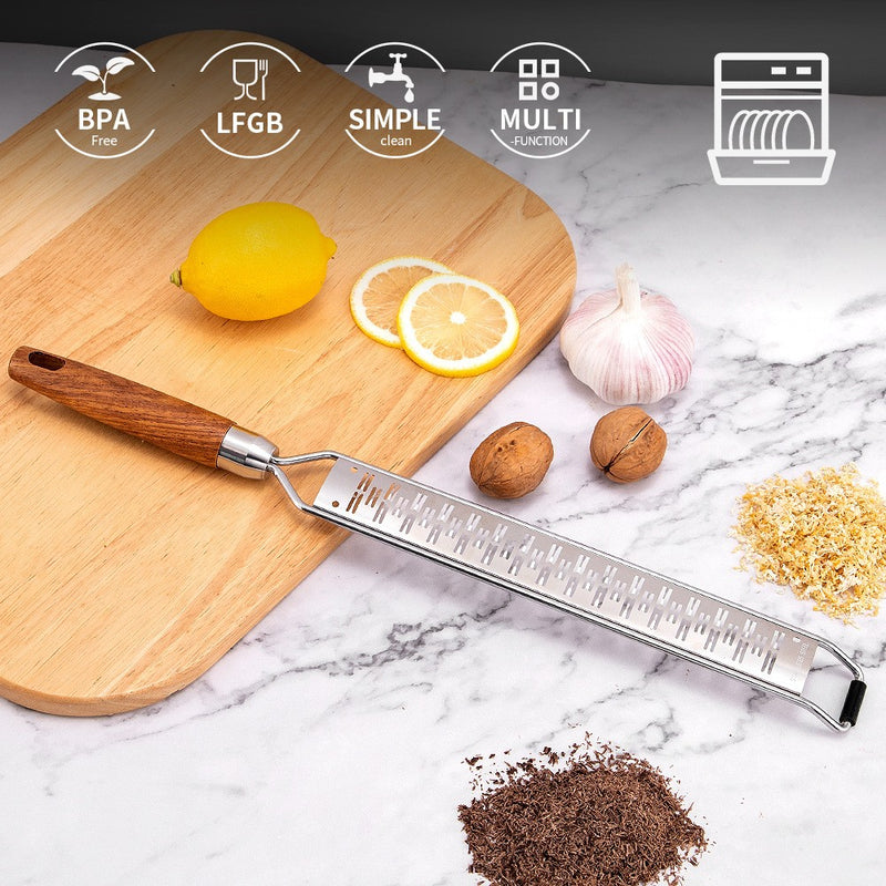 Ralador de queijo Leeseph com cabo de madeira, ralador de vegetais de aço inoxi